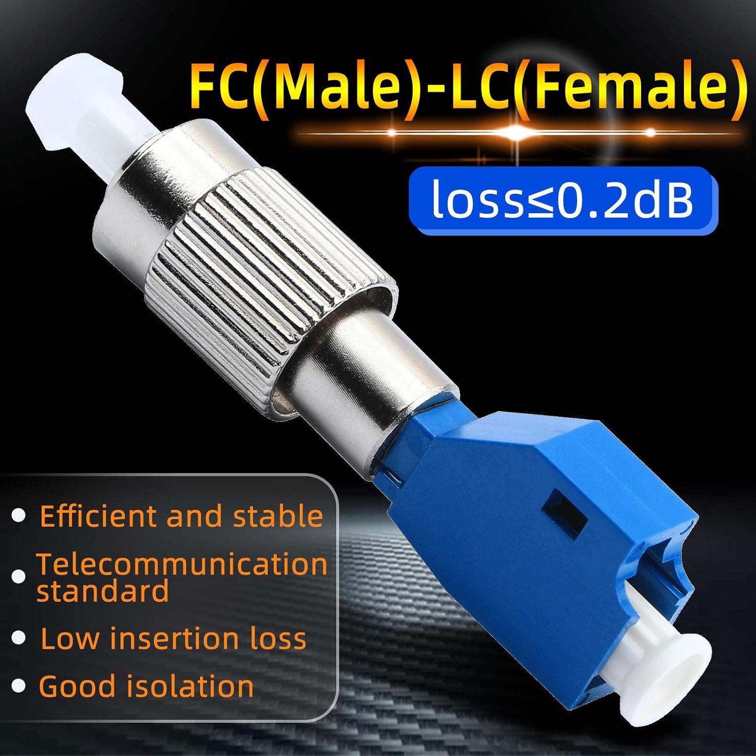 1pcs~100pcs Single Mode 9/125Um FC Male to LC Female Hybrid Fiber Optic Converter, Visual Fault Locator Compatible FTTH Optical Fiber Adapter (50pcs)