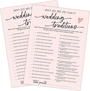 Minimalist Pink Bridal Shower Games, Wedding Traditions Bridal Shower Game for 25 Guests, Funny Wedding Games for Rehearsal Dinner, Wedding Bachelorette Engagement Party Supplies-C05