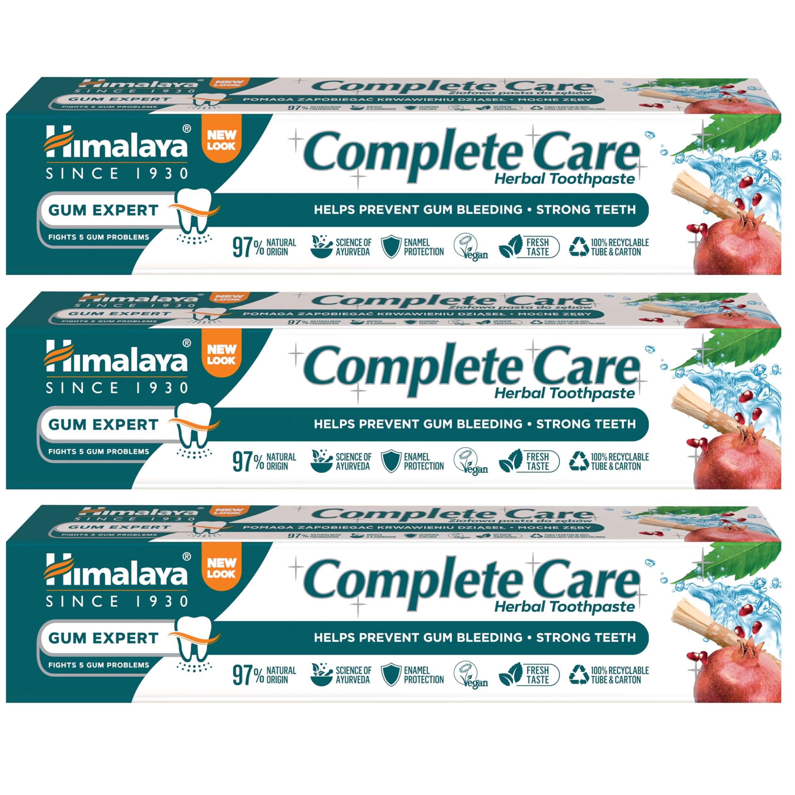 Herbal Complete Care Toothpaste |Anti Inflammation, Anti-oxidant, Prevents Bleeding or Swollen Gum - 100% Vegetarian Herbal Toothpaste - 75ml (Pack of 3)