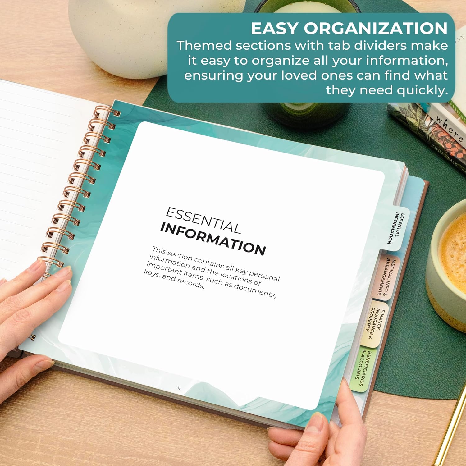 Clever Fox Peace of Mind Planner – Guided End of Life Organizer, Personal Record Book & Emergency File for Important Information (Brown)