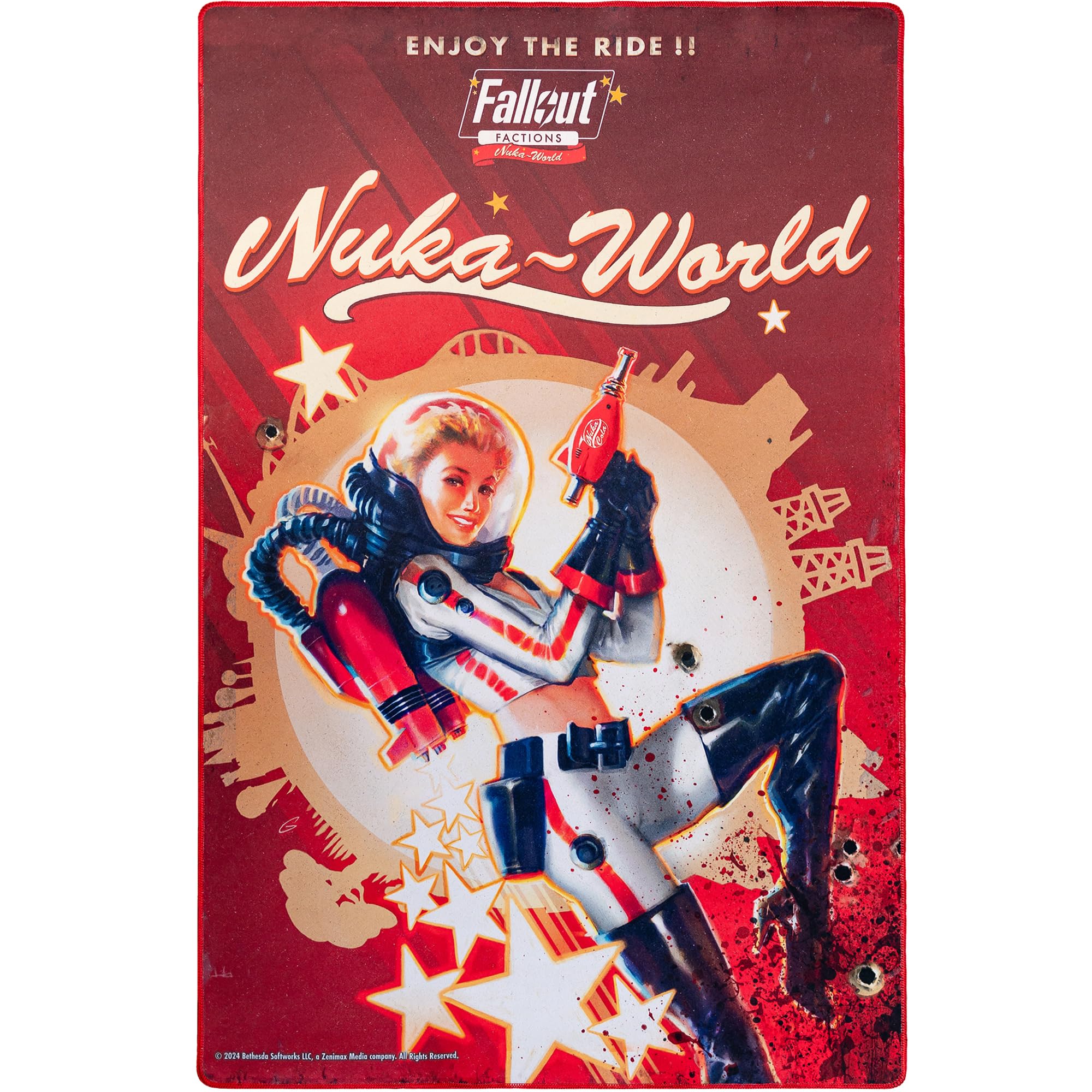 Modiphius Entertainment: Fallout Factions - Battle Map: Nuka-World - Double-Sided 35" Neoprene Game Playmat, Girl Poster-Dry Rock Gulch, RPG Accessory