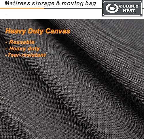 Miniatura 2 de Bolsa de almacenamiento de colchón de lona impermeable para mudanza y almacenamiento, bolsa de colchón reutilizable resistente con cremallera y