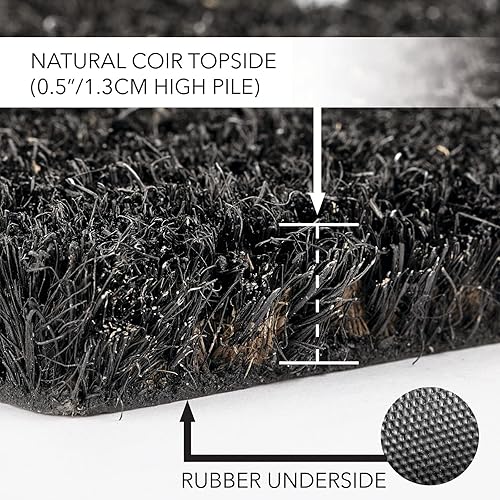 Miniatura 5 de mDesign Felpudo rectangular de fibra de coco y goma con fibras naturales para uso en interiores o exteriores, diseño decorativo de árbol, diseño