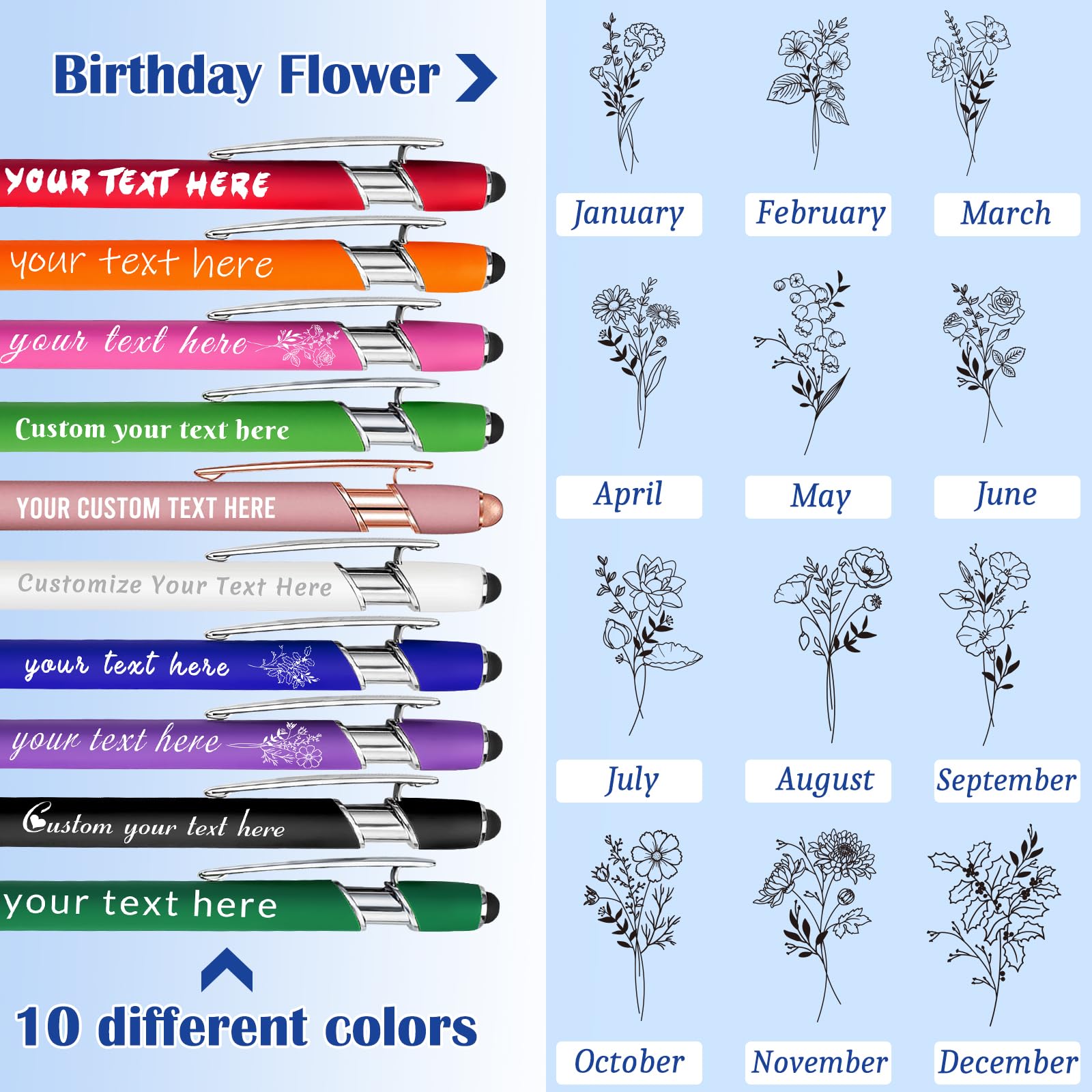 Personalized Pens with Name Custom Ballpoint Pens Bulk Customized Engraved Pen Stylus for Business Graduation Black Ink Advertising — view 2