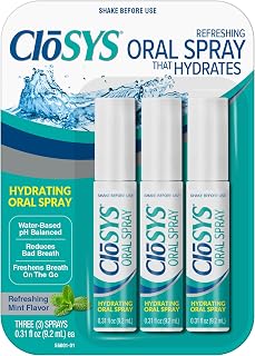 CloSYS Sugar-Free Mint Breath Spray for Bad Breath - pH Balanced Oral Freshener, Portable 0.31oz 3-Pack On-the-Go