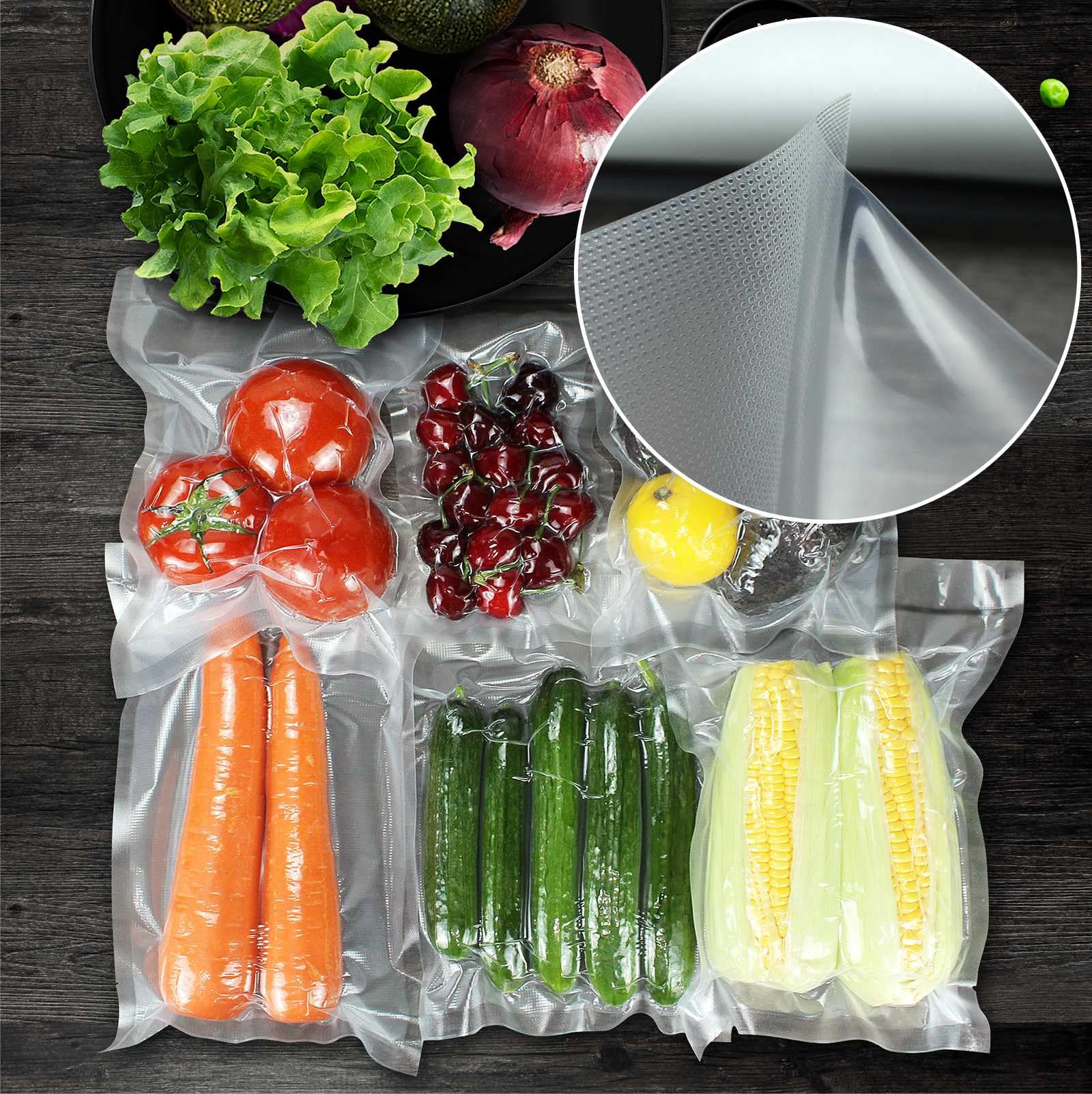 AWOLIC 2 Rolls(8"x50'&11"x50') Vacuum Sealer Rolls with Slide Cutter,Food Grade Saver Bags Suitable for Any Clamping (External Vacuum) Vacuum Food Sealer