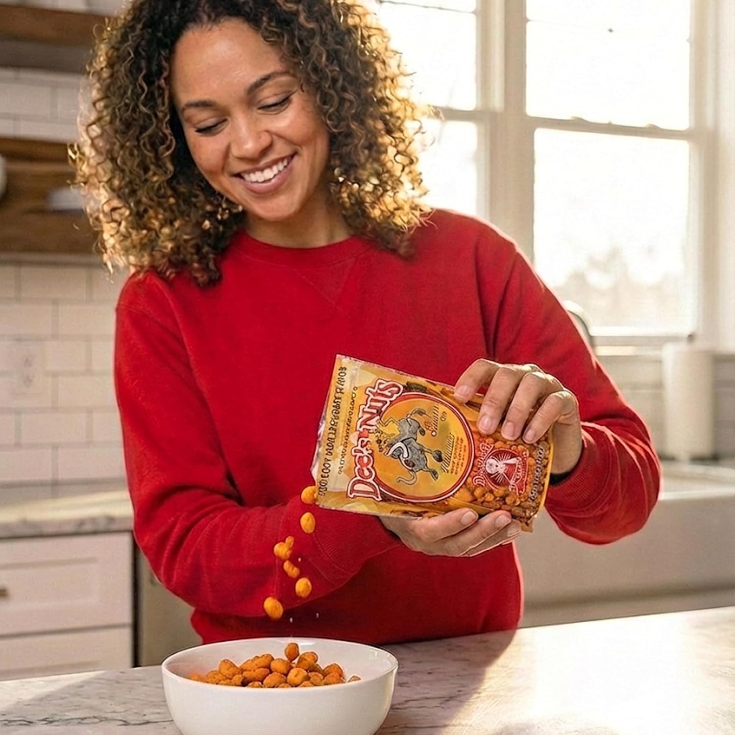 Dee’s Nuts Hot Cheddar Cheese Flavored Peanuts - 2 Packs (10 oz Resealable Bags) | Spicy Cheddar Peanuts, Gourmet Flavored Peanuts, Crunchy Snack Nuts, Protein Snack, Party & Sharing Snacks, Value Pack
