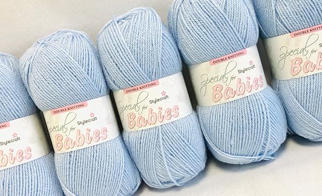 Baby Wool Packs of Five, Stylecraft Special for Babies DK, Super Soft Baby Yarn 5 x 100g (5 x 100g Baby Blue 1232)