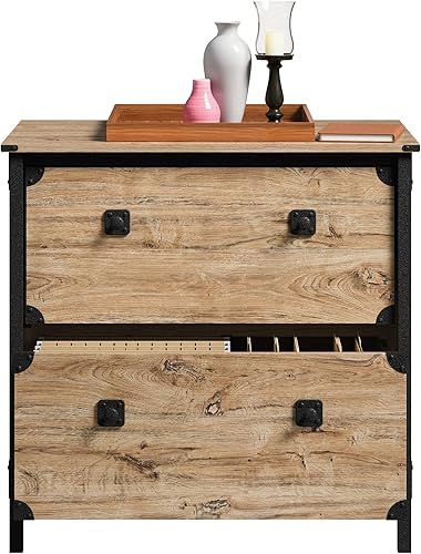 Vista 24 de Sauder Lima lateral Steel River, L: 30.08" x W: 20.75" x H: 29.53", Acabado en Roble Carbono Acabado de roble de carbono,Acabado de mezquite fresado