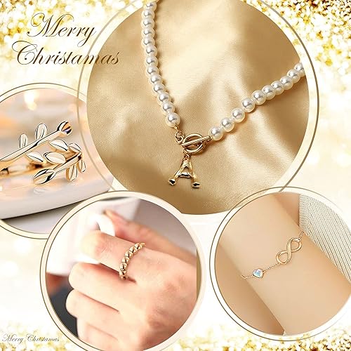 Miniatura 2 de MJartoria Calendario de Adviento para mujer, joyería de oro de moda, cuenta regresiva de 24 días, calendario de Adviento de Navidad, collares