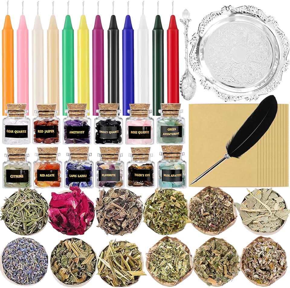 Witchcraft Supplies Kit with Crystals