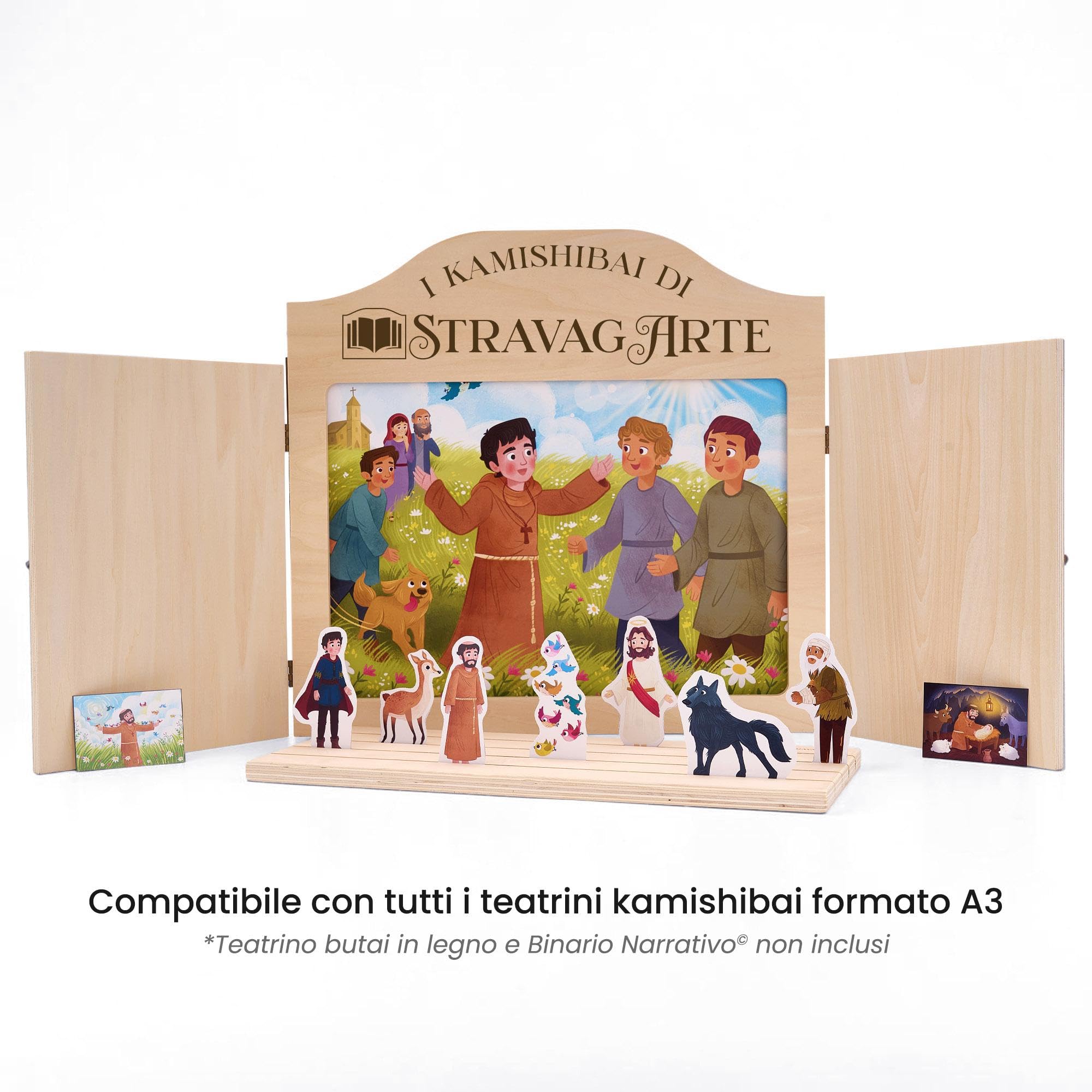 San Francesco, il fratello di tutti. Racconto della vita ispirato alle fonti francescane. Storia kamishibai. Ediz. italiana e inglese. Con burattini. Con flashcards. Con materiali educativi stampa...