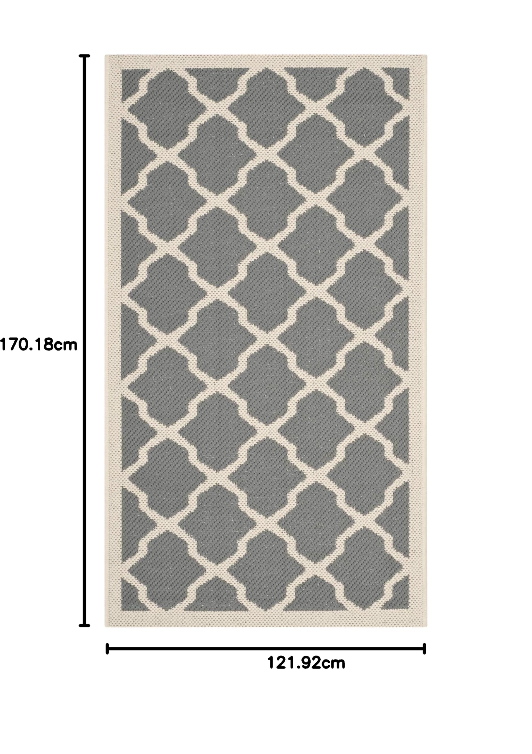 SAFAVIEH Tapis Géométrique pour - Imperméable à l'eau - Intérieur et extérieur - Courtyard Collection, Tapis à Poil Court, Anthracite et Beige, 122 X 170 cm