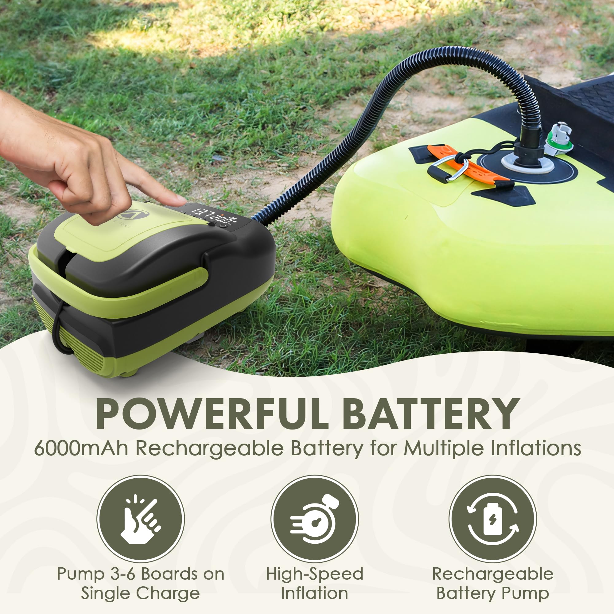AIRBANK Pope à planche à pagaie 7500 Ah 20 PSI rechargeable Whale Shark Pro, avec batterie AC