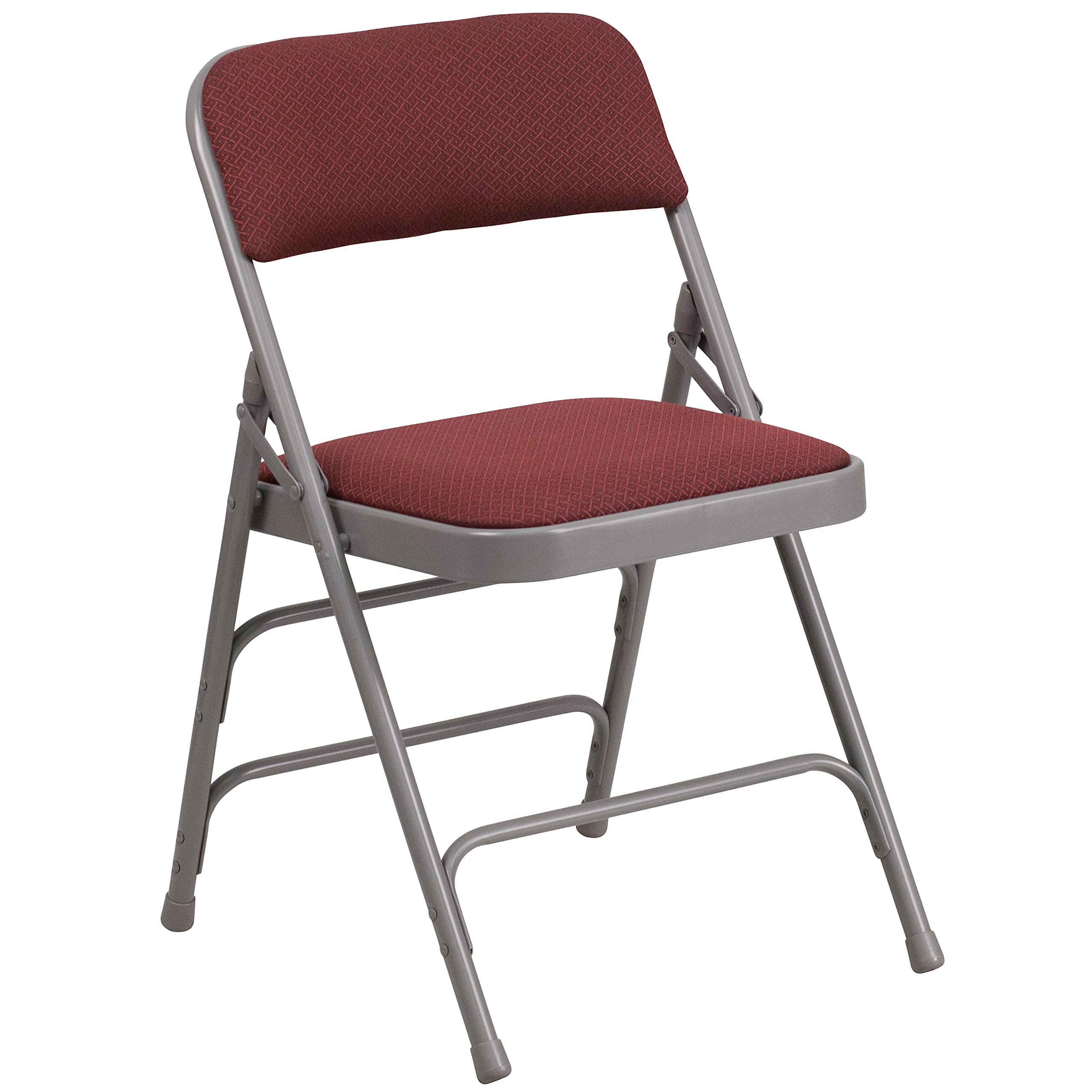 Flash Furniture Hercules Series Chaise Pliante incurvée à Triple Renfort et Double charnière en Tissu à Motif Bordeaux
