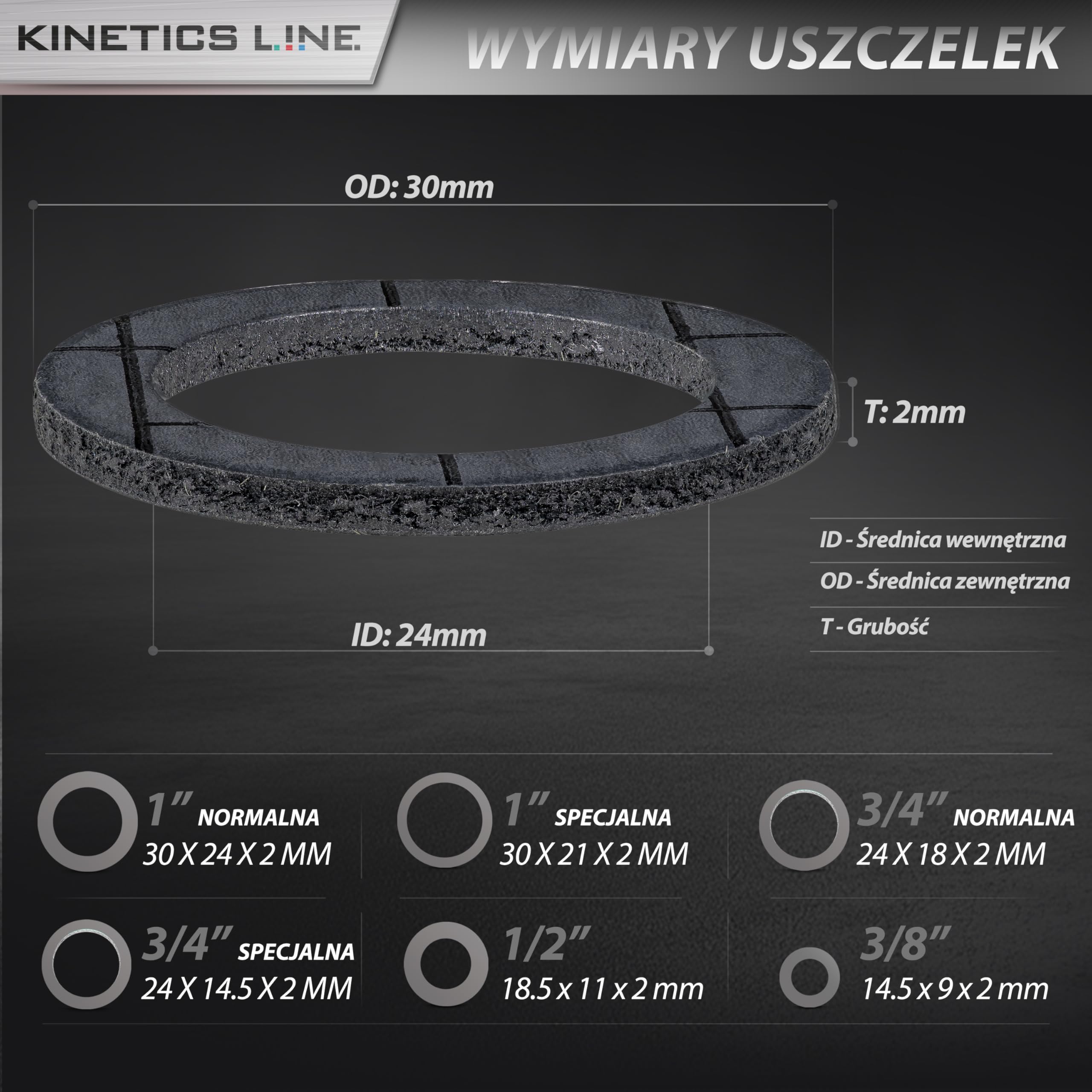Zestaw 300 Uszczelek Grafitowych, 3/8"– 1", 350 °C