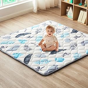 Baby Play Mat, Non-Slip Baby Mat for Floor, Soft Thicker Playpen Mat, Portable Playmat, Crawling Mat for Babies, Toddlers & Infants to Play and Learn 50"x50"