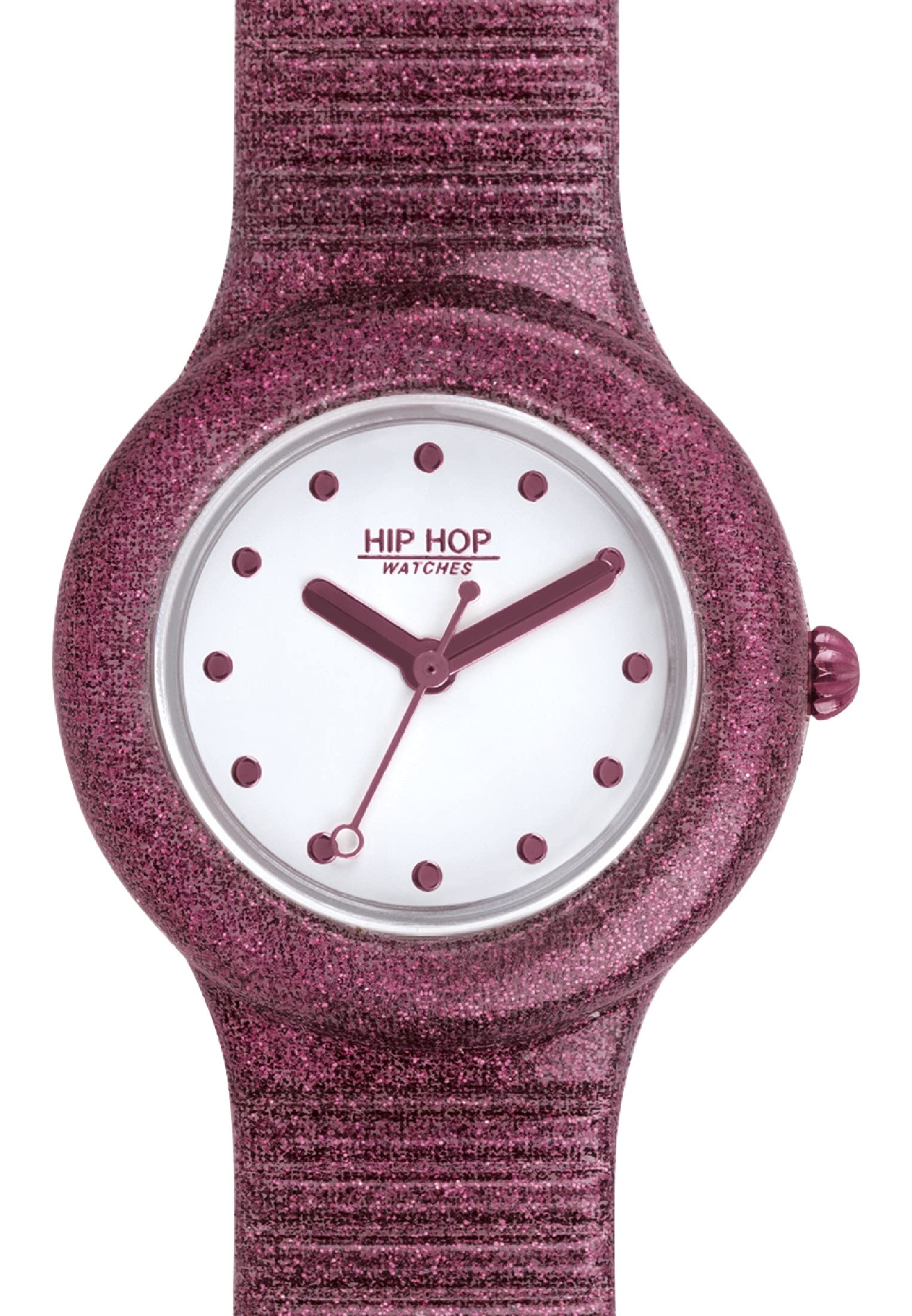 Hip Hop Sparkling Mania damski zegarek na rękę silikonowy bordowy, średnica: 32 mm, wodoszczelność: 5 bar, HWU1022