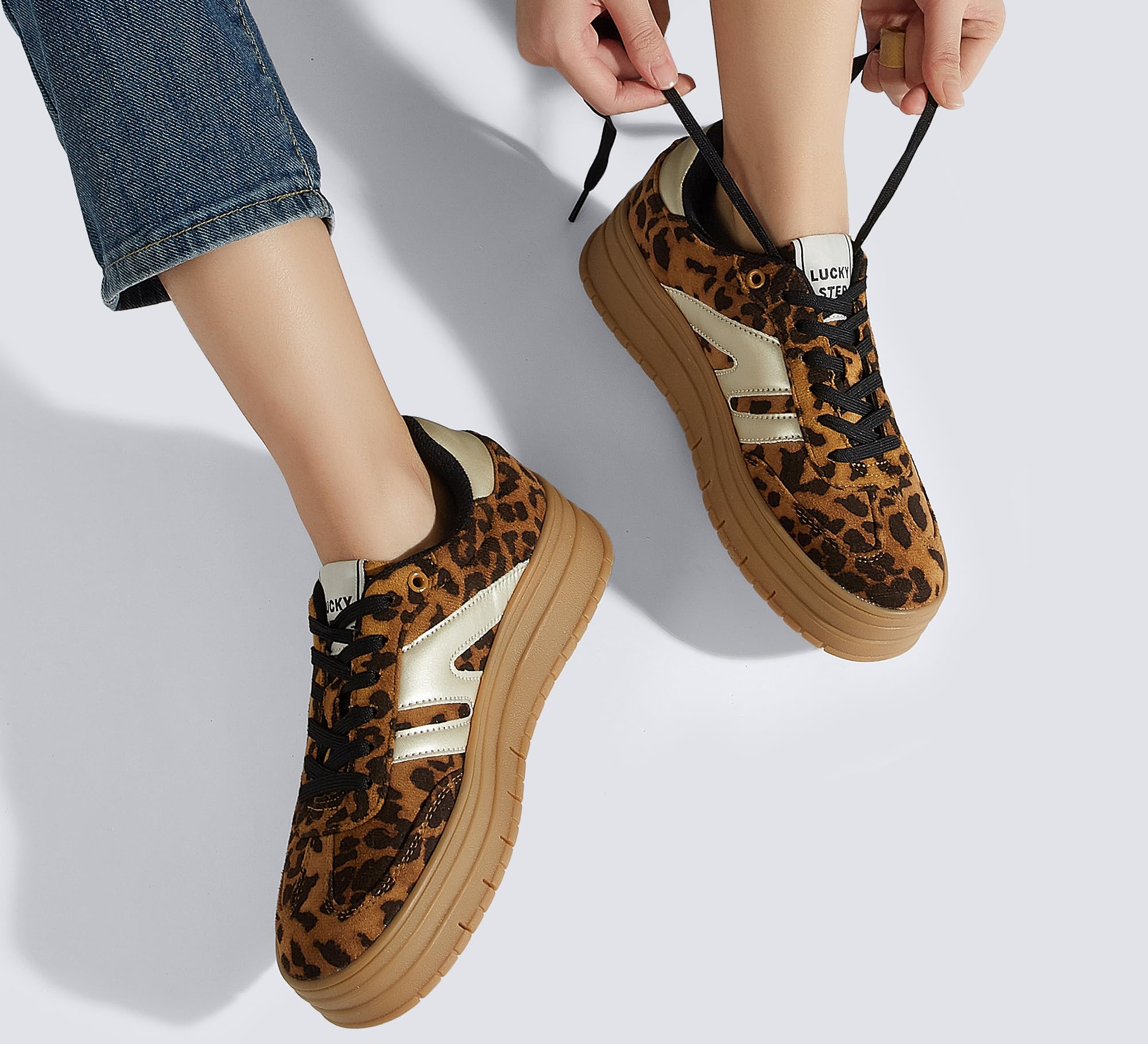 LUCKY STEP Zapatillas Plataforma Mujer - Cuña Clásica Lona Retro Tobillo Bajo Cómodas Diarias