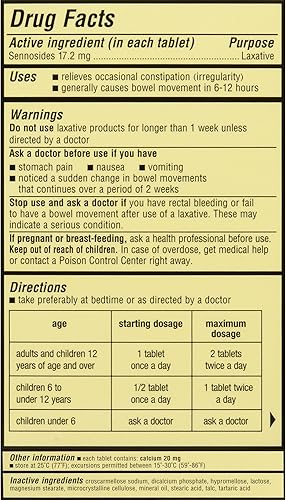 Miniatura 8 de Senokot Extra fuerte, 12 tabletas, ingrediente laxante vegetal natural para aliviar el estreñimiento ocasional durante la noche