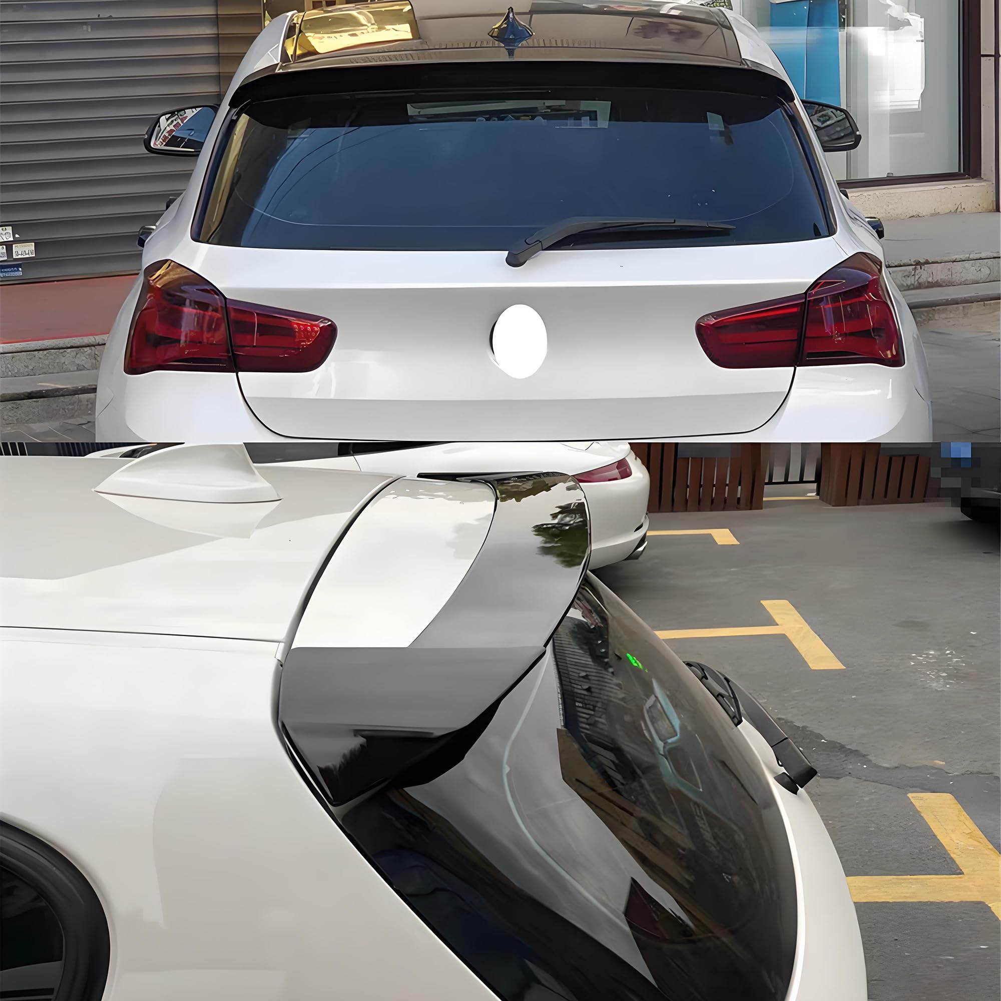 MUTUSAISI Aileron becquet Spoiler pour BMW Serie 1 F20 F21 2012-2019 114d/ 114i/ 116d/ 116i/ 118d/ 118i/ 120d/ 120i/ 125d/ 125i/ M135i/ M140i Noir Brillant de Coffre de Toit Hayon Arrière Accessoires
