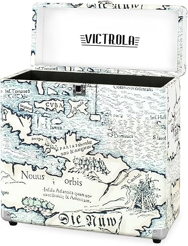 Miniatura 3 de Victrola Estuche de almacenamiento y transporte de discos de vinilo vintage, se adapta a todos los discos estándar - 33 13, 45 y 78 RPM, capacidad