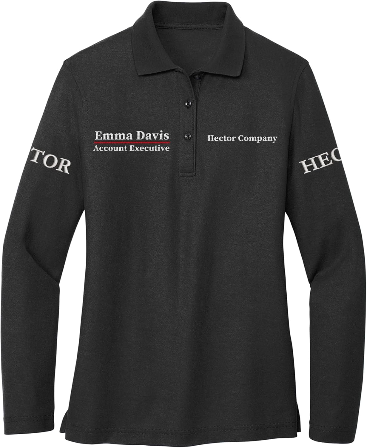 Custom Embroidered Long Sleeve Polo Shirt for Women Personalized Embroidery Text - Image 4