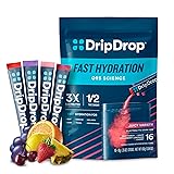 DripDrop Hydration Juicy Variety Pack - Electrolyte Drink Mix Single-Serve Powder Packets - Grape, Fruit Punch, Strawberry Lemonade, Cherry - 16 Servings 16 Servings (Pack of 1)