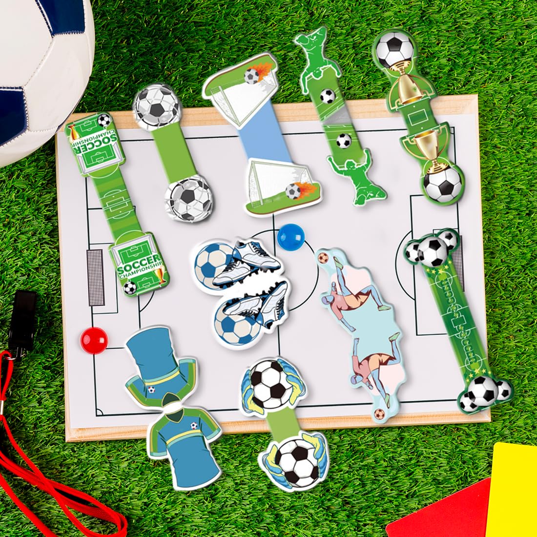 Segnalibri Magnetici, Segnalibro Calcio Bambini, Zestaw 10 Magnetycznych Zakładek, Gadżet na Urodziny Piłkarskie dla Dzieci, Chłopców, Dziewcząt, Kibców