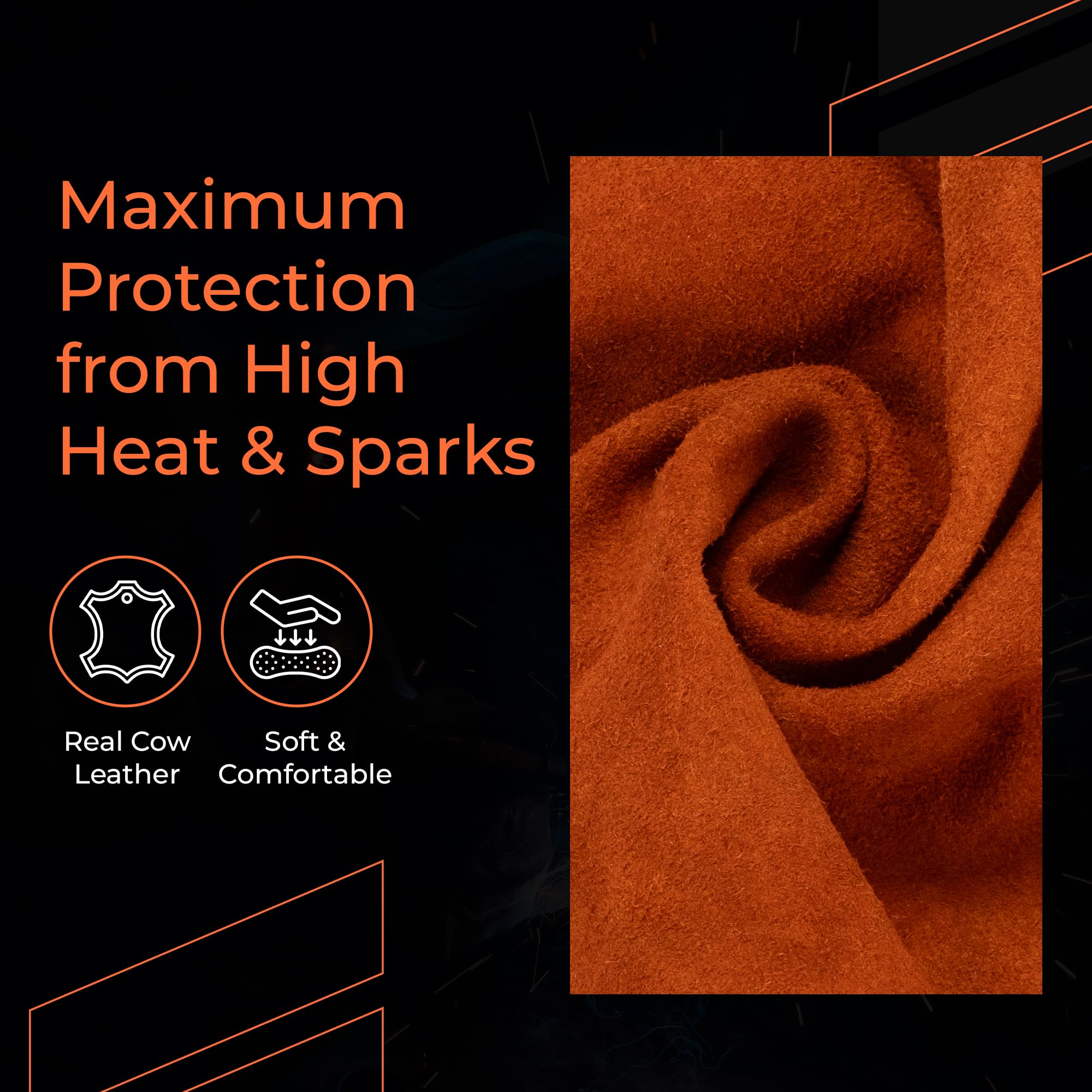 Mangas de trabajo de soldadura de cuero, resistentes al calor y al fuego, para hombres y mujeres, ideales para soldadura y trabajo industrial