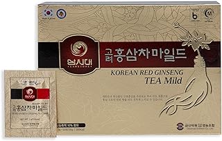 SAMSIDAE - Koreanischer Roter Ginseng Tee - Energie, Gedächtnis & Immunsystem Unterstützung - Heiß oder Kalt Aufgießen - 6 Jahre Alte Wurzeln - Premium Qualität - Box mit 50 Beuteln