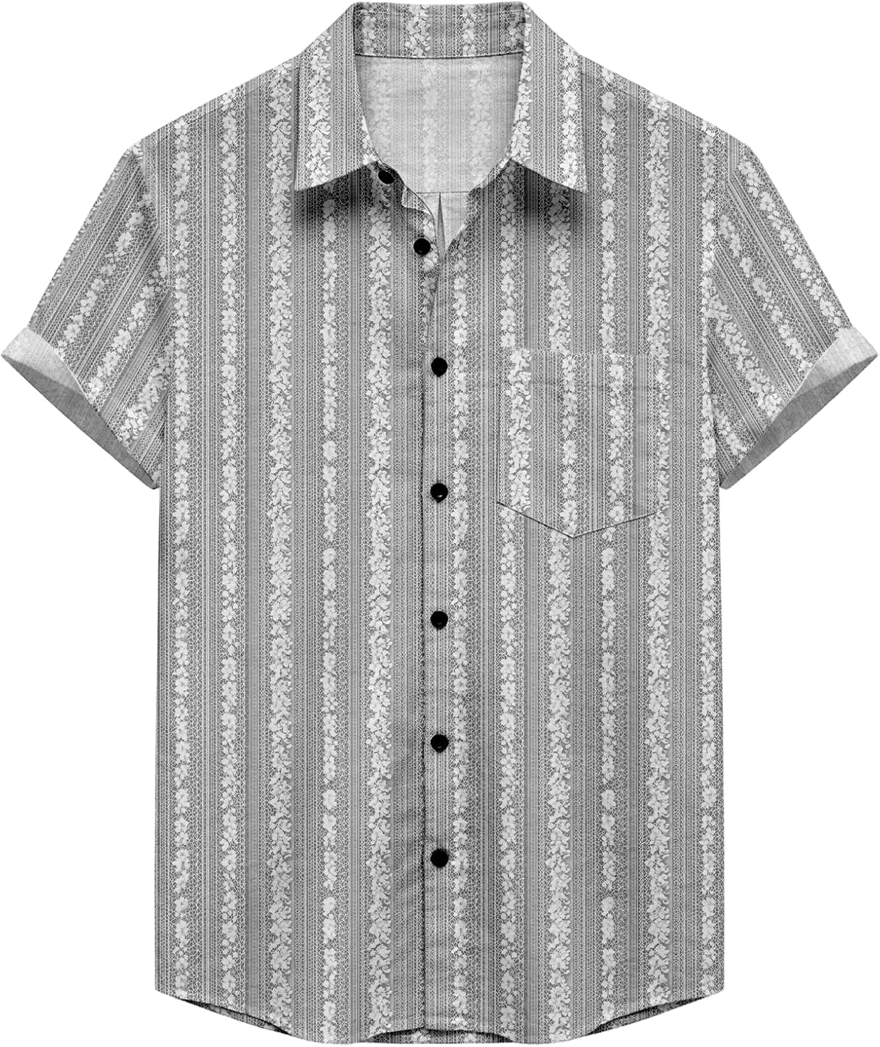 Mens Hawaiian Short Sleeve Shirts Summer Beach Vacation Palm Tree Print Breathable ...