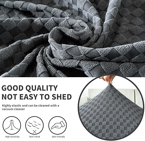 Miniatura 3 de YEMYHOM Fundas de cojín elásticas largas de repuesto para sofá, protector de muebles a cuadros grande con parte inferior elástica (1 funda de cojín