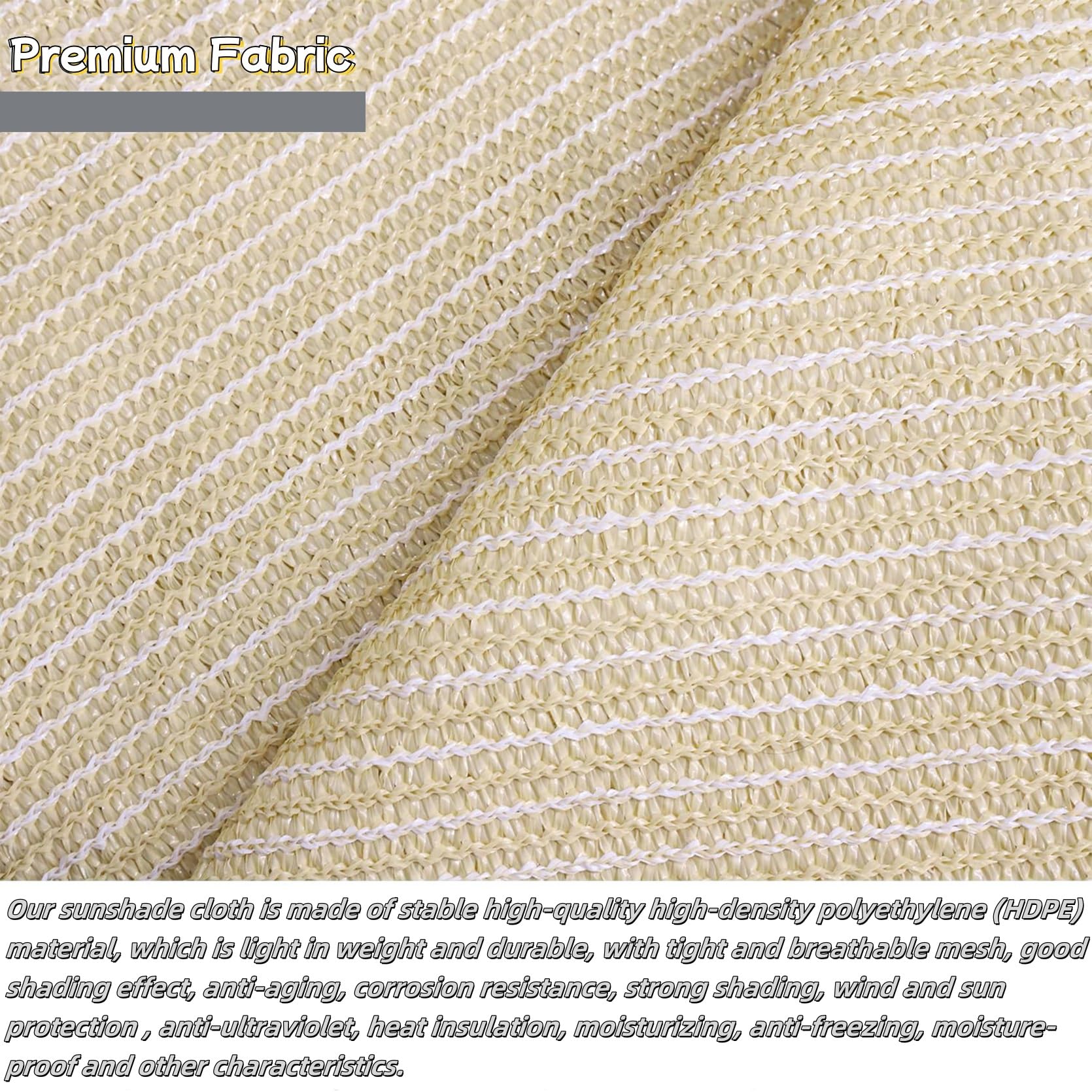 Sonnensegel Rechteckig Atmungsaktiv 540 x 540 cm, Sonnenschutz, Hdpe-Kunststoff, Winddicht Uv-Beständig Reißfest, Sonnensegel Atmungsaktiv, für Terrasse Garten, Beige