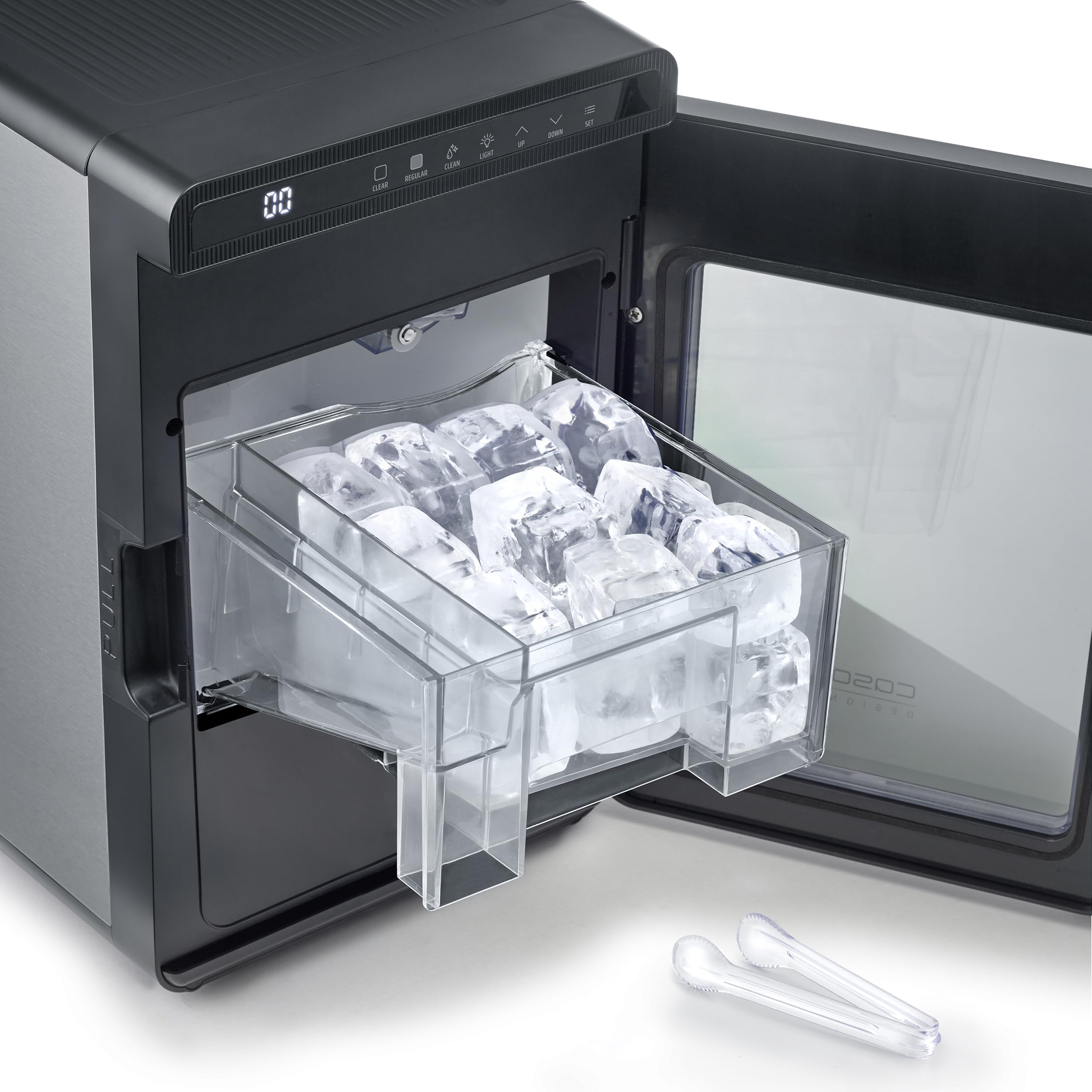 CASO IceCube Pro Eiswürfelmaschine, kristallklare XXL-Eiswürfel 40 mm, längere Schmelzzeit bis 90 Min., 9,3 kg Eis in 24h, selbstreinigend, für Whisky, Gin & Cocktails