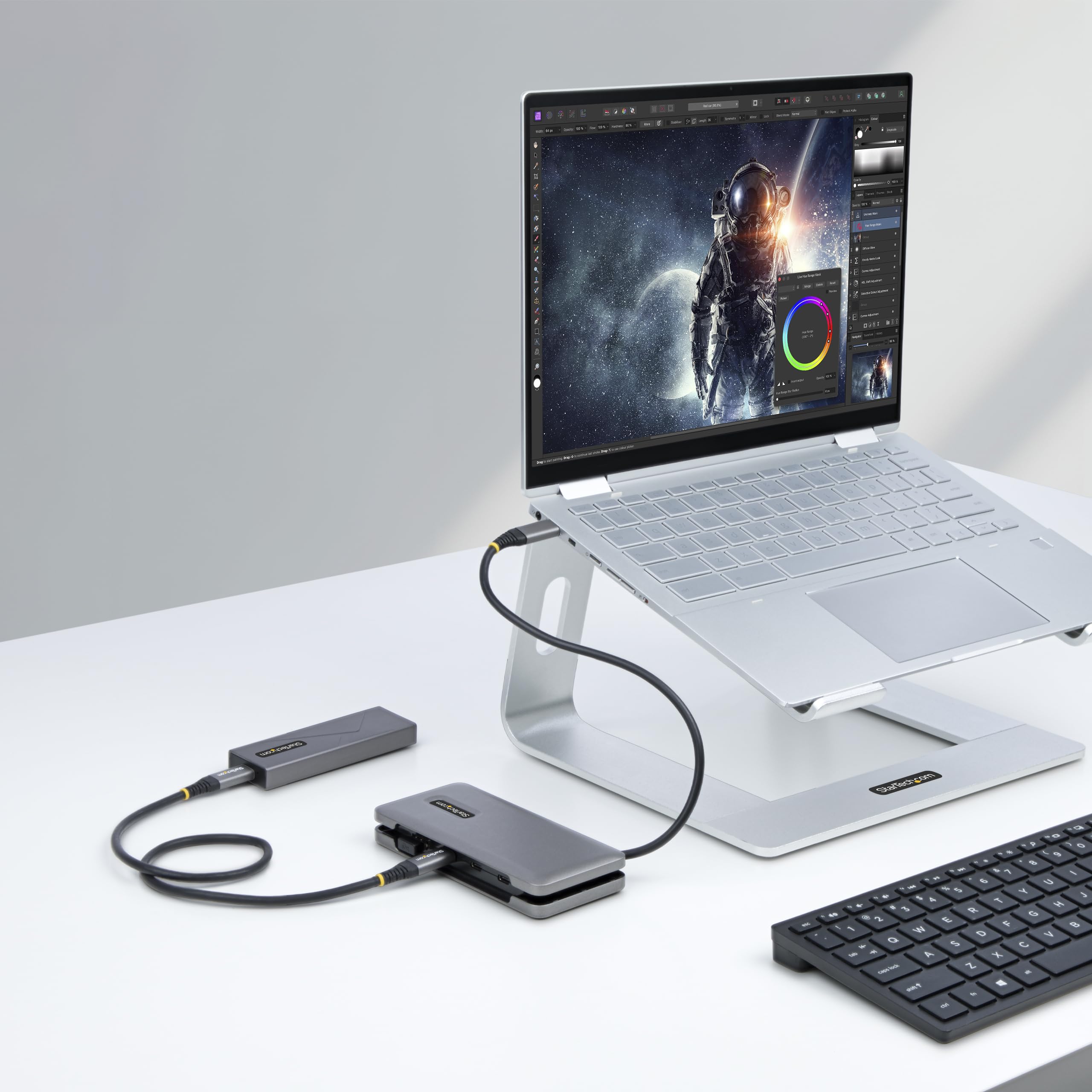 StarTech Hub USB-C 4 Ports avec 3X USB-C et 1x USB-A, 10Gbps (HB31CM1A3CB) | USB 3.2 Gen 2, Alimenté par USB, Câble enveloppant 32cm, Portable, Splitter, Câble hôte 25cm