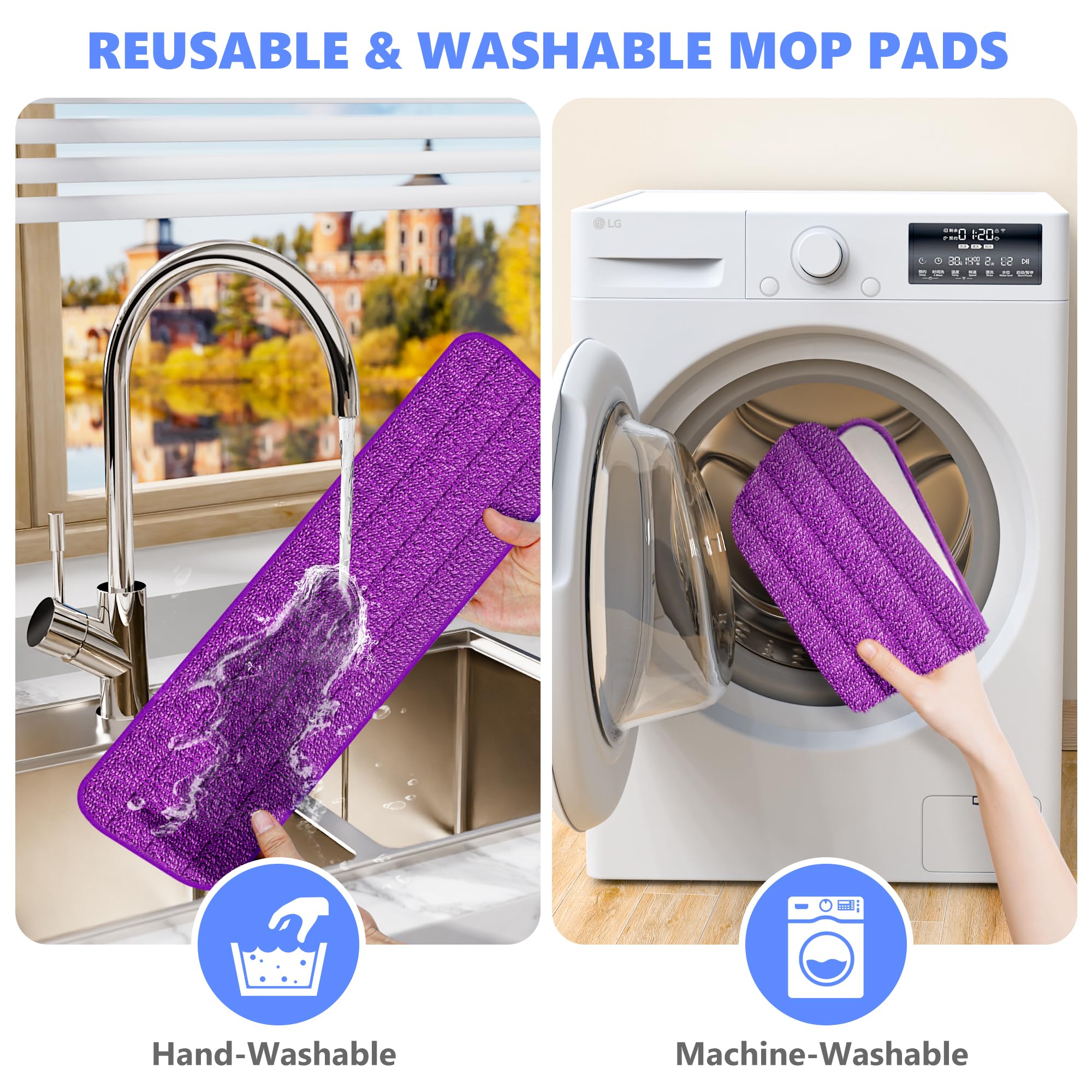 Almohadillas de repuesto reutilizables para fregona compatibles con Swiffer PowerMop, recambios de mopa eléctrica de microfibra, lavables a máquina, almohadillas de repuesto para fregona de madera