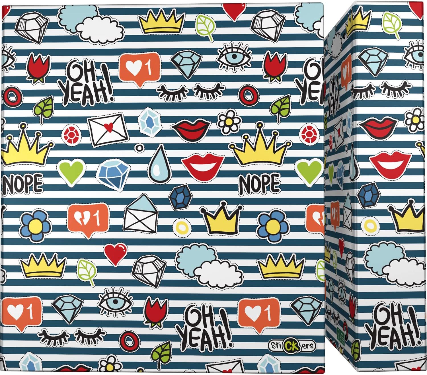 Grafoplás 88172656. 4 Ring Binder, A4, Mixed Rings 40 mm, Soft Anti-Fingerprint Plasticized Stickers Collection, Crown