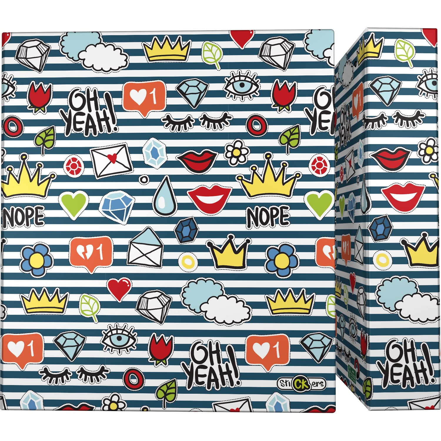 Grafoplás 88172656. 4 Ring Binder, A4, Mixed Rings 40 mm, Soft Anti-Fingerprint Plasticized Stickers Collection, Crown