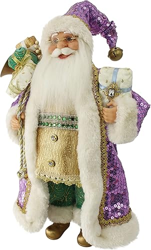 Miniatura 4 de Windy Hill Collection Figura decorativa de Santa Claus de 16 pulgadas con lentejuelas reales 161074