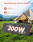 VEVOR Panneau Solaire Portable 300 W Chargeur Solaire Pliable Monocristallin Haute Efficacité 23% pour Stations Alimentation Camping Randonnée, avec Sortie MC4, Adaptateur CC 10 en 1, Étanche IP67 - 2