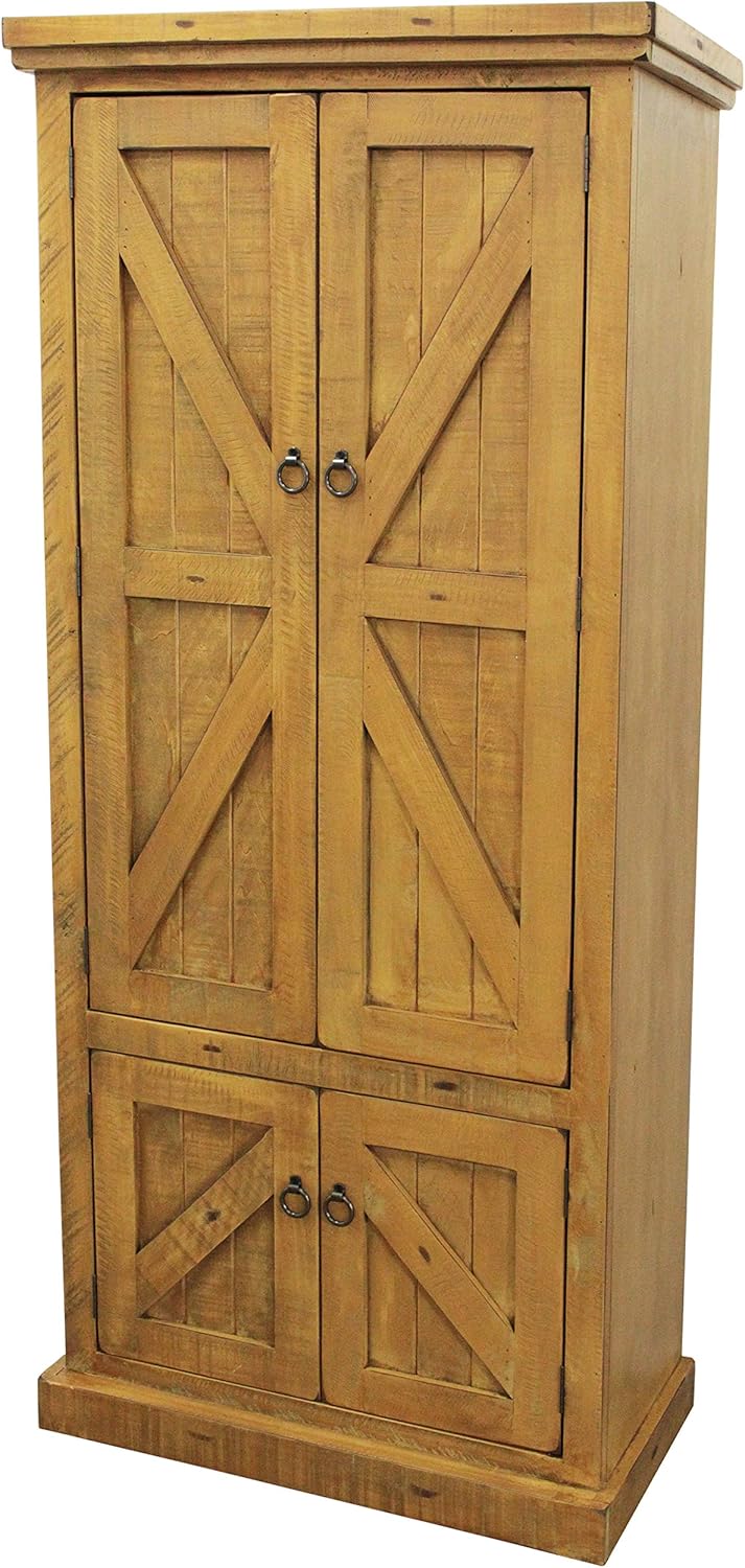 American Heartland Rustic Double Door Pantry, Rustic Yellow