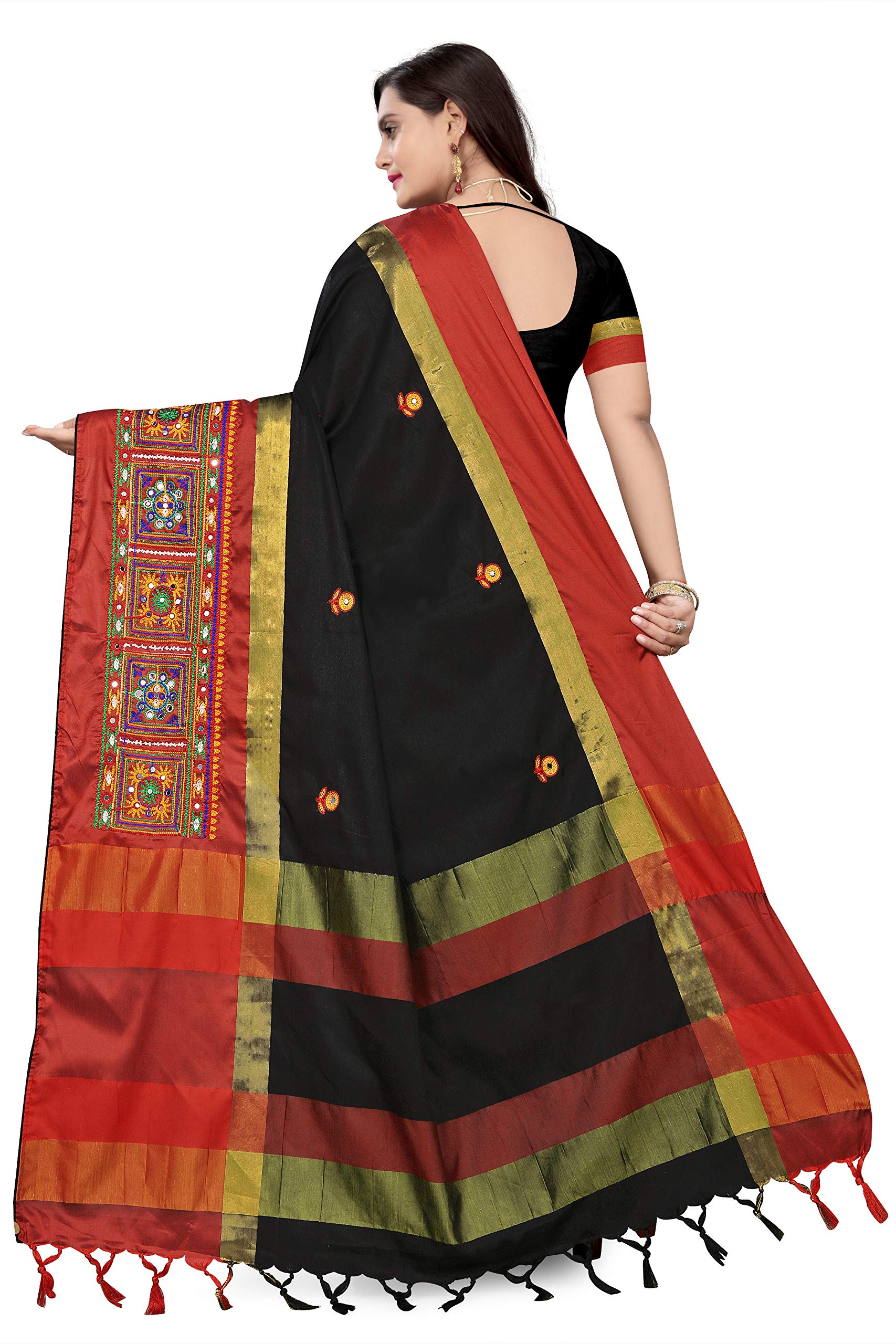 arriva fab Cotton Silk With Blouse Piece Saree (Riva405_ Red_ Free Size, Maroon, Womens) 2