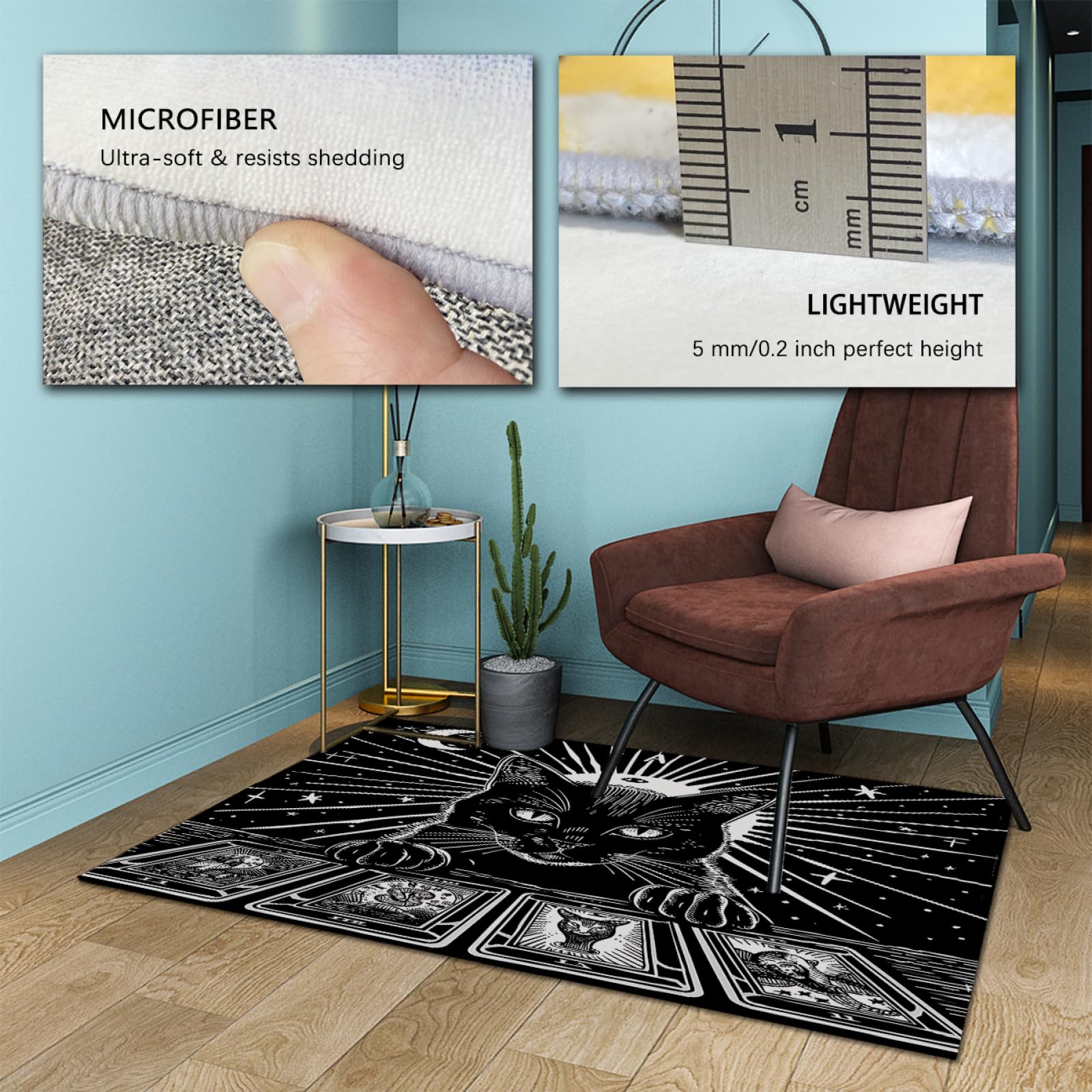 Dywan 60 x 90 cm – motyw z motywem kota z motywem anime czarny dywan podłogowy do sypialni salonu jadalni dywaniki pod stół dywanik dla zwierząt domowych