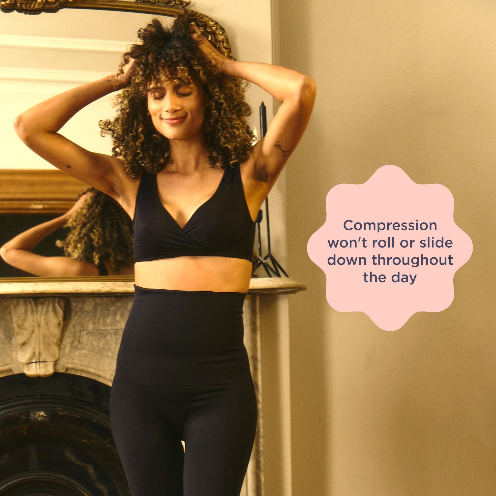 Belly Bandit Mother Tucker - Leggings Capri da donna a compressione, senza cuciture e traspirante, in maglia, Nero , XL