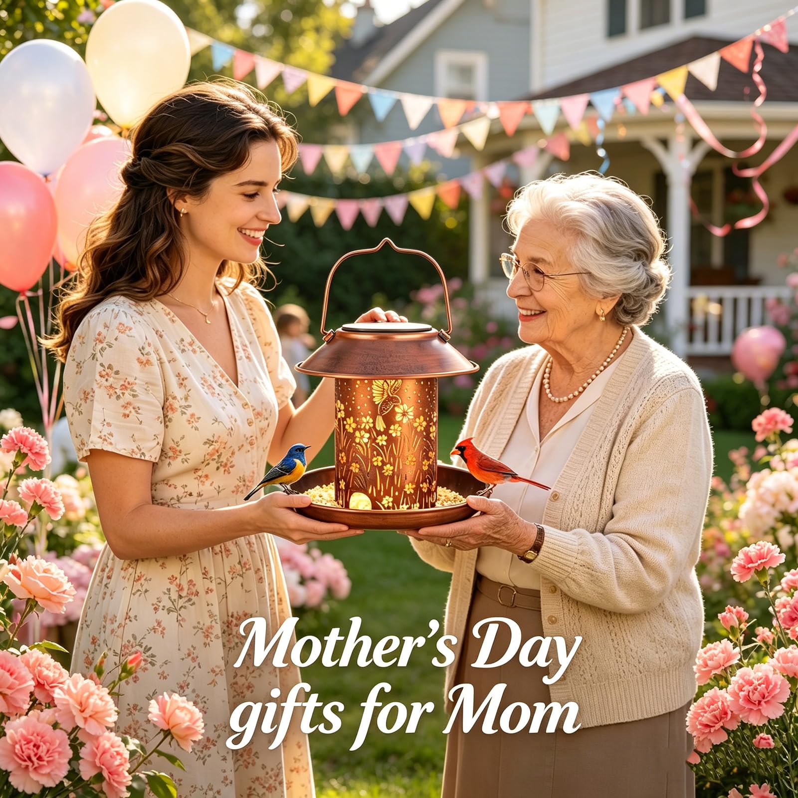 Comederos para pájaros para exteriores, faroles solares de colibrí, impermeables, para colgar, decoración de jardín, regalos de cumpleaños para mujeres, mamá, Navidad, decoración solar de metal para