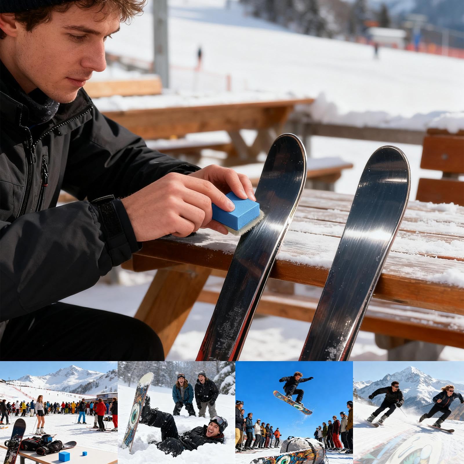 Genérico Bloque Abrasivo De Goma Gomosa para Afinado de Tablas Snowboard y Esquí