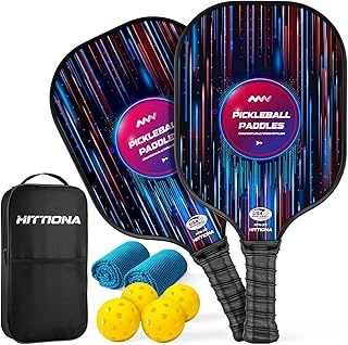 Pickleball Paddles Set of 2 - USAPA Approved Fiberglass Pickleball Set, Pickleball Rackets with Ergonomic Grip, Pickle Ball Paddles Equipment with Portable Bag for Beginners Pros