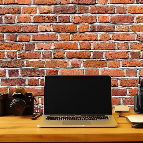 Miniatura 5 de Fondo de pared de ladrillo rojo de 10 x 8 pies para sesión de fotos, tela de poliéster, fondo de fondo de ladrillo para chimenea, decoración del