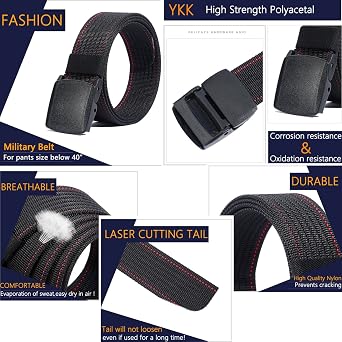 LionVII Men Nylon Belt Tactical Military with Plastic Buckle, Adjustable Trim to Fit 28-49